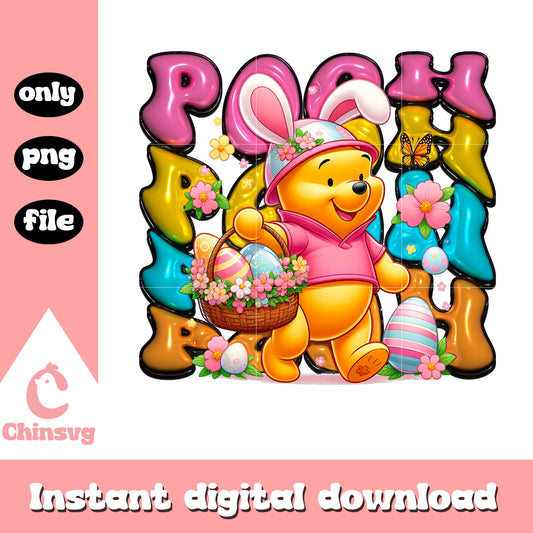 Pooh character easter bunny design png, easter bunny png, pooh png