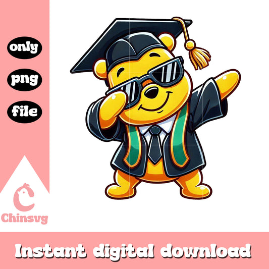 Pooh cute graduation design png, winnie the pooh movie png