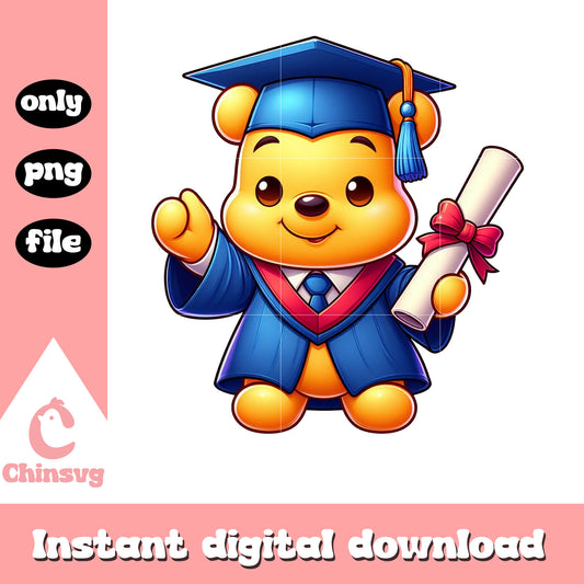 Pooh graduation design png, winnie the pooh graduation png