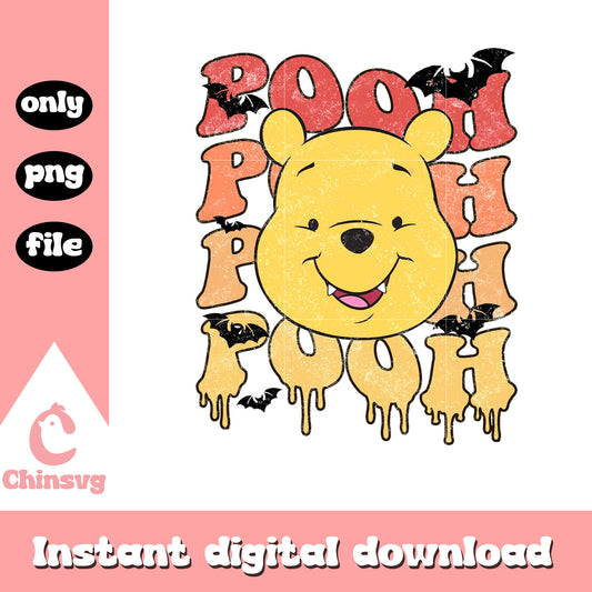Pooh head wave font design png, winnie the pooh png, halloween disney png
