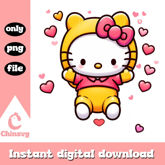 Pooh hello kitty costume png, cartoon character png, hello kitty png