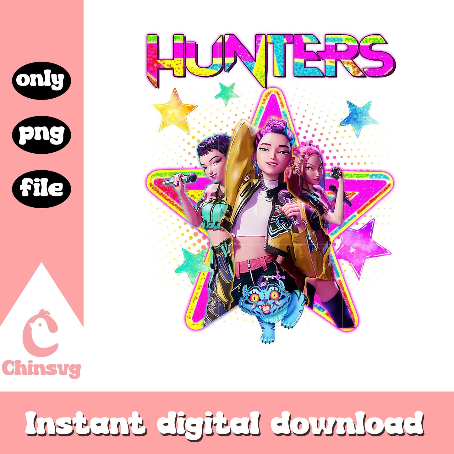 Pop star hunrtrix girl band design png, hunter movie png