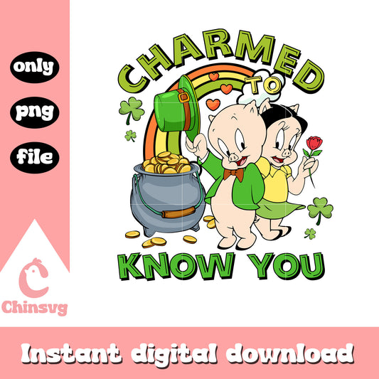 Porky pig charmed to know you png, patrick day png, cartoon png