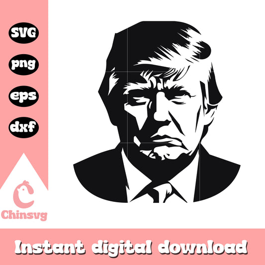 Portrait donald trump black white svg, donald trump svg