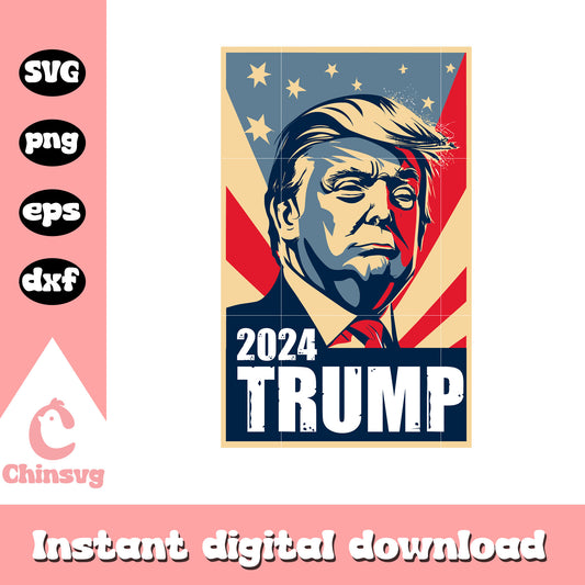 Portrait trump 2024 design svg, donald trump svg, trump 2024 svg