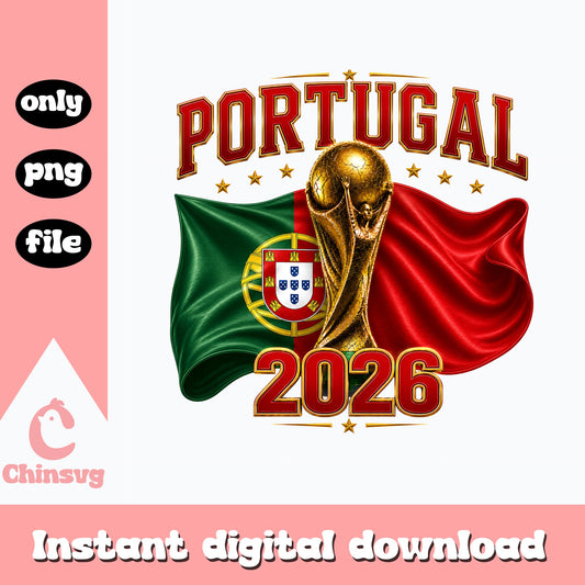 Portugal 2026 World Cup PNG, Soccer Trophy Flag, Football PNG