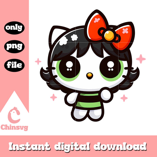 PowerPuff girls buttercup x kitty cat png, hello kitty character png