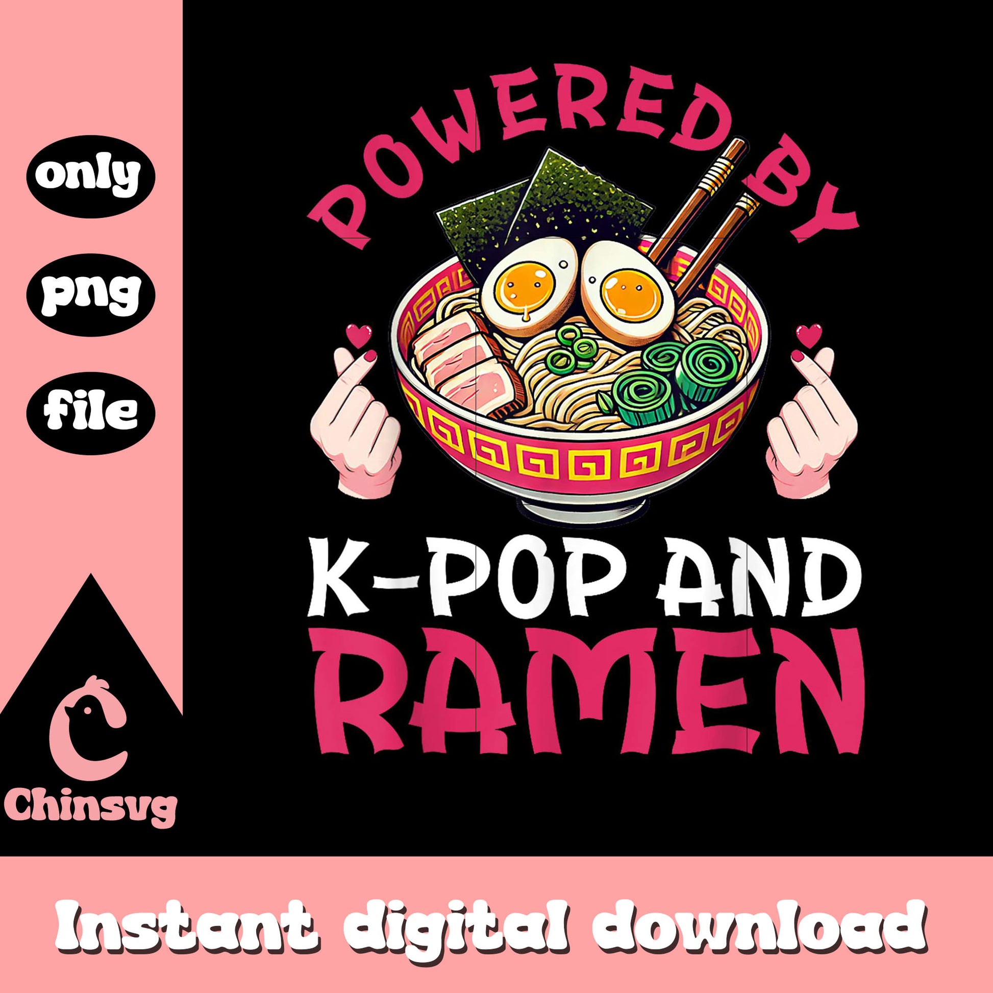 Powered by kpop and ramen design png, kpop ramen png