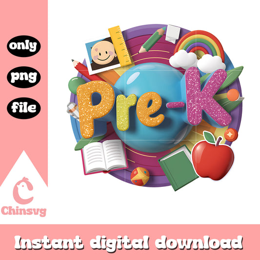 Pre-k back to school clipart design png, back to school sign png