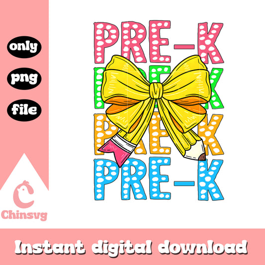 Pre-k coquette big bow design png, back to school season png
