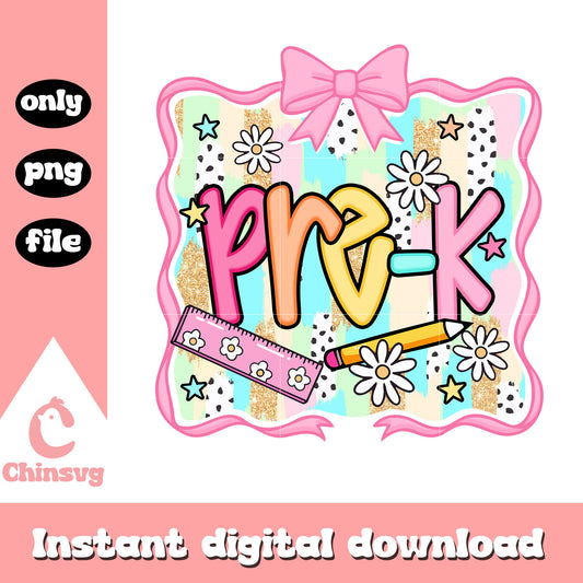 Pre-k coquette bow back to school png, back to school png