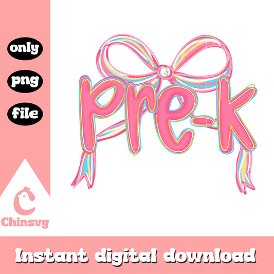 Pre-k coquette bow design png, happy back to school png
