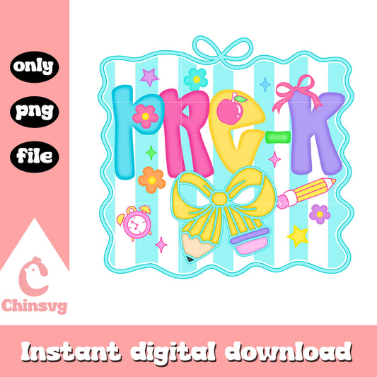 Pre-k coquette font design png, school png, font design png