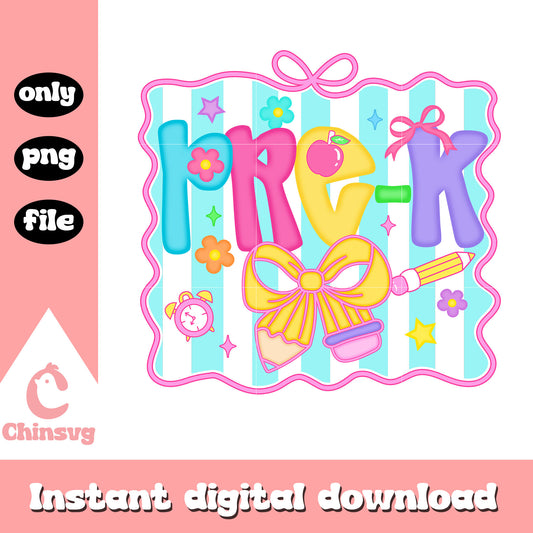 Pre-k font design png, school days png, happy back to school png