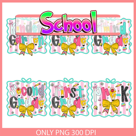 Pre k bow coquette design bundle png, back to school 2025​ png