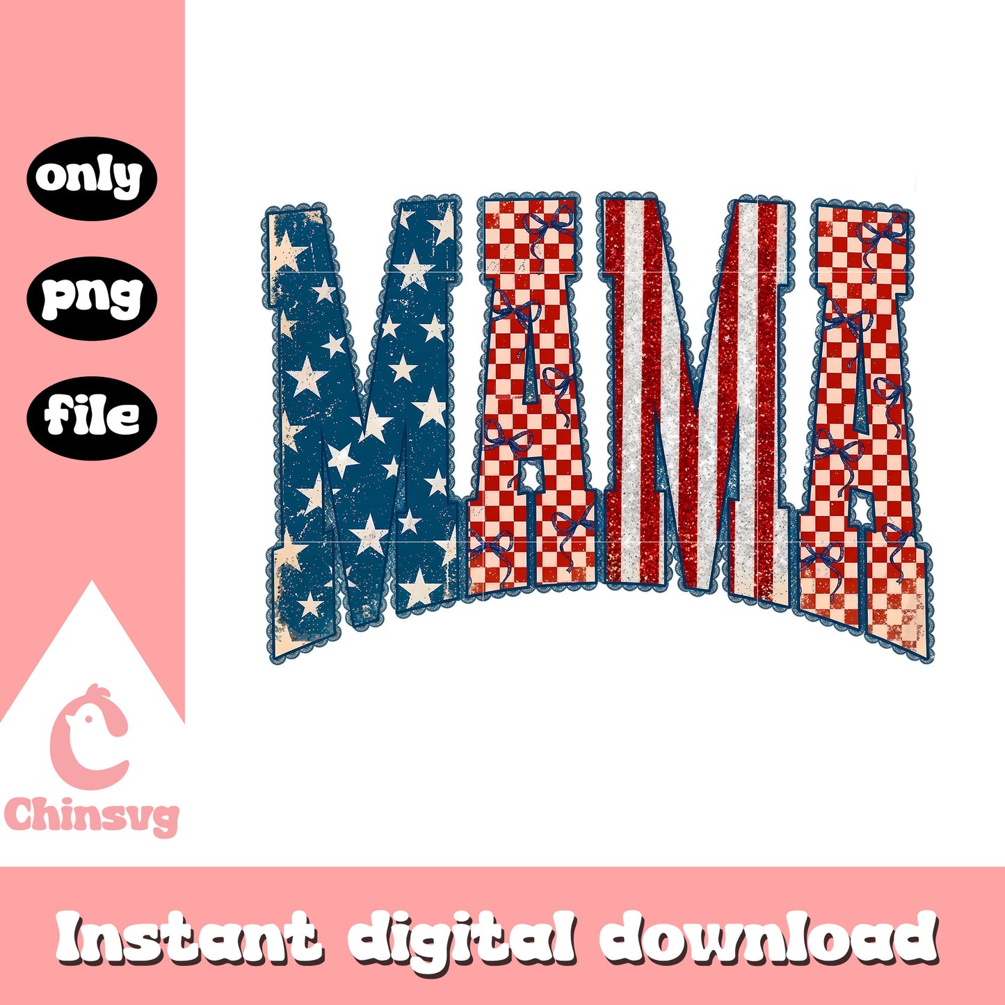 Preppy patriotic mama design png