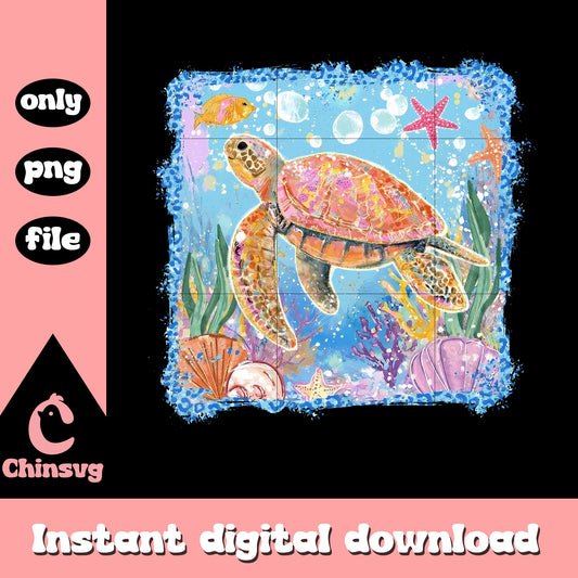 Preppy summer vibes turtle png