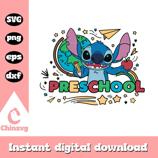 Preschool stitch back to school design svg, pre-school svg