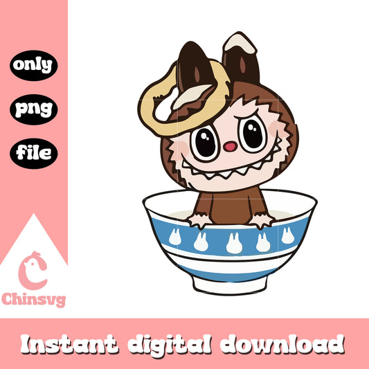 Pretzel and cereal labubu cute doll design png, labubu doll png