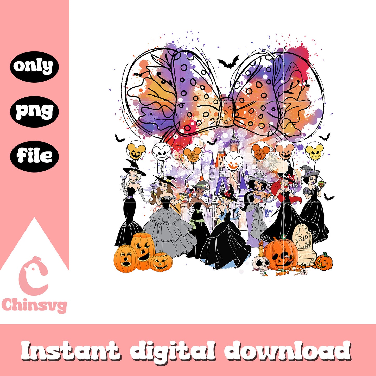 Princess disney mickey ear watercolor design png, princess cartoon png