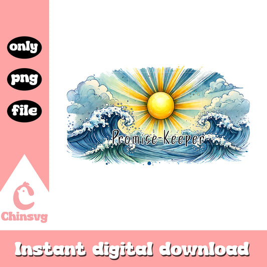 Promise keeper sea sunshine design png, drawing ideas png