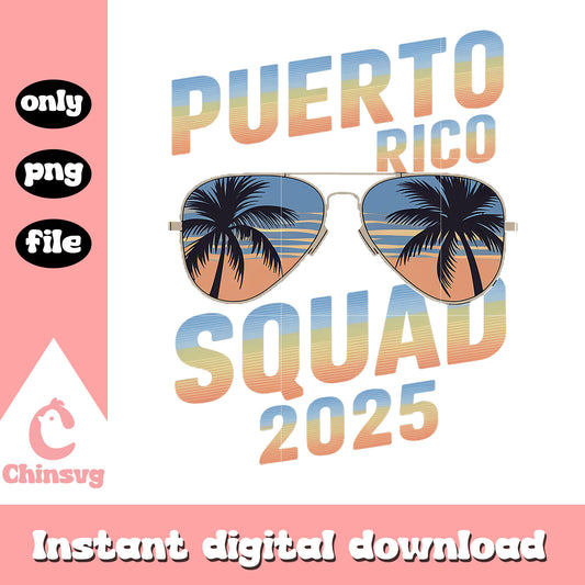 Puerto rico squad 2025 glasses design png, vacation png