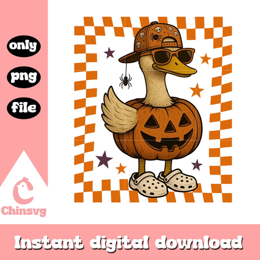 Pumpkin Dressed Goose boy Halloween Art png, goose pumpkin costume png