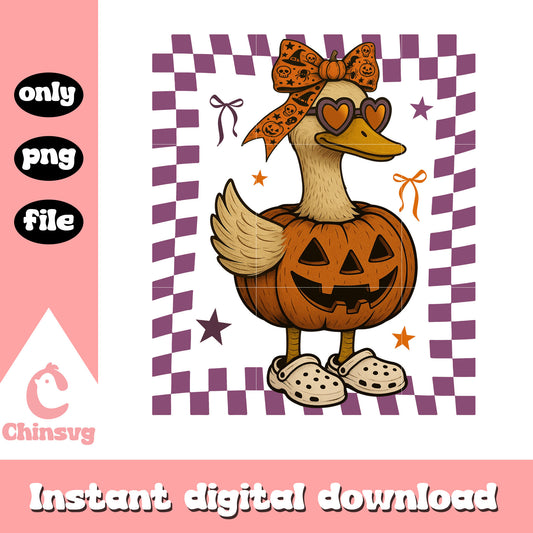Pumpkin Dressed Goose girl Halloween Art png, goose pumpkin costume png