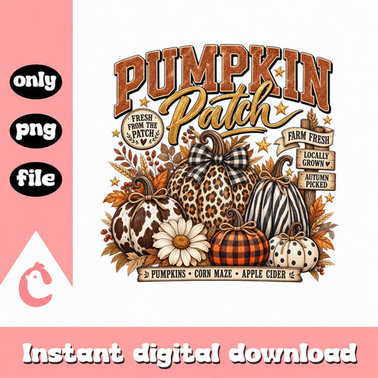 Pumpkin Patch PNG, Fall Autumn Sublimation, Farm Fresh PNG