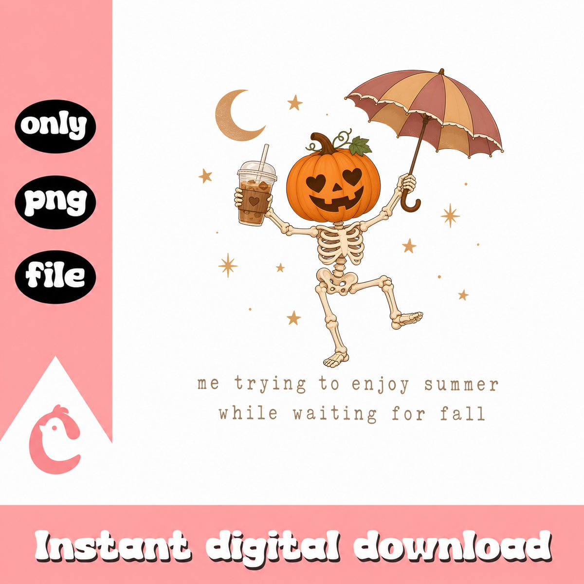Pumpkin Skeleton Waiting For Fall PNG, Halloween Fall PNG, Funny Autumn PNG