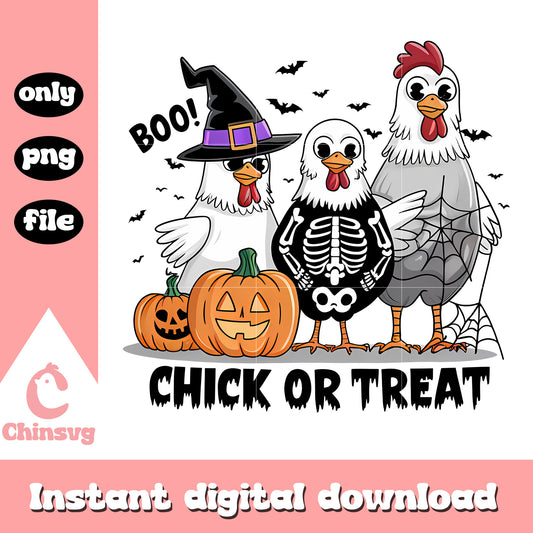 Pumpkin chick or treat halloween design png, halloween chick png