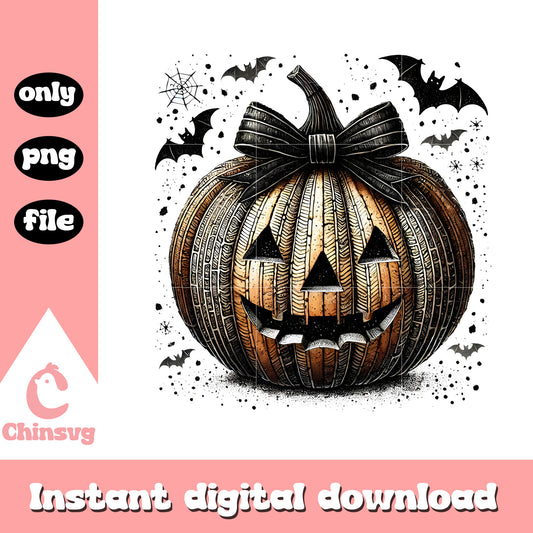 Pumpkin coquette bow classic halloween png, halloween designs png