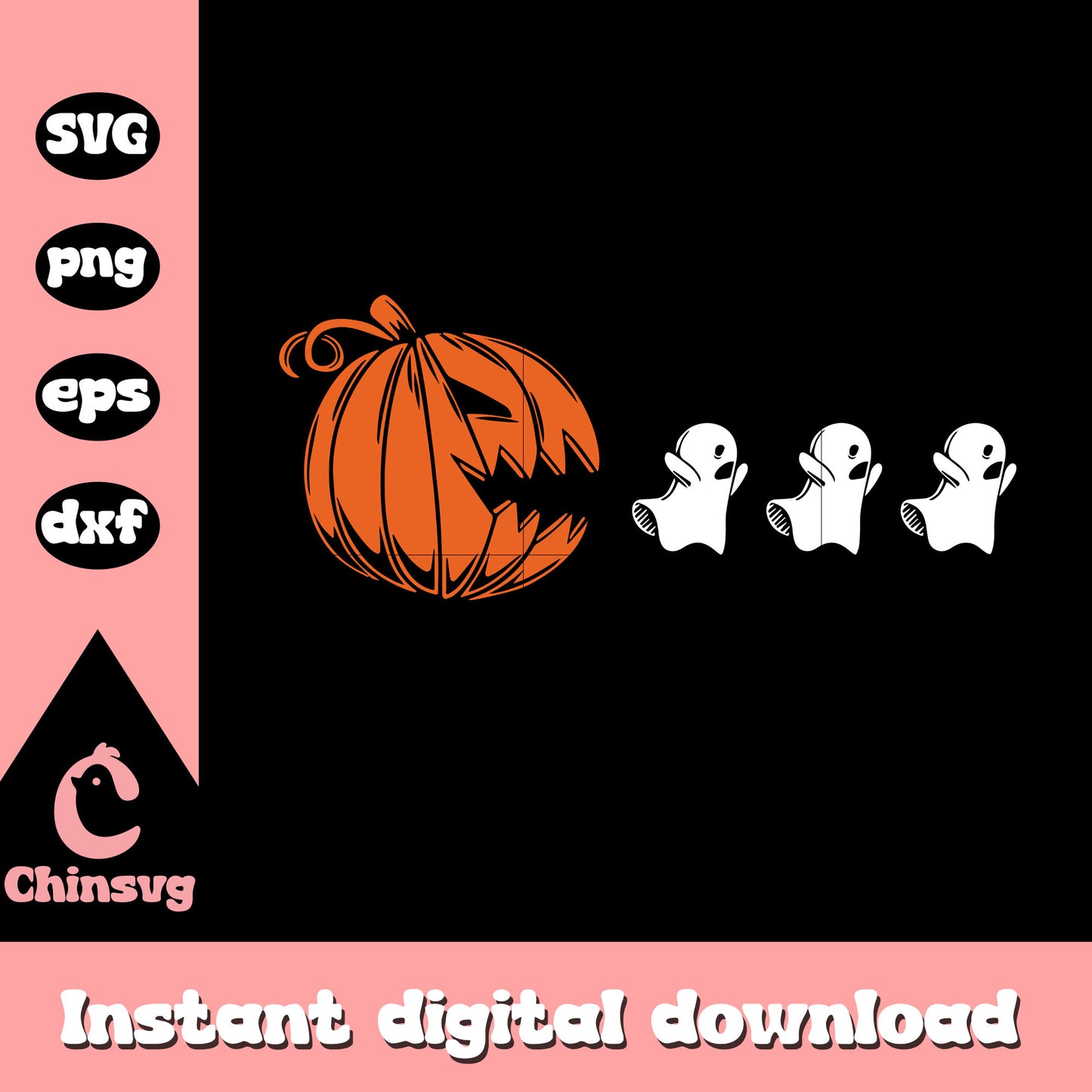 Pumpkin eating ghost design svg, funny halloween​ svg, ghost svg