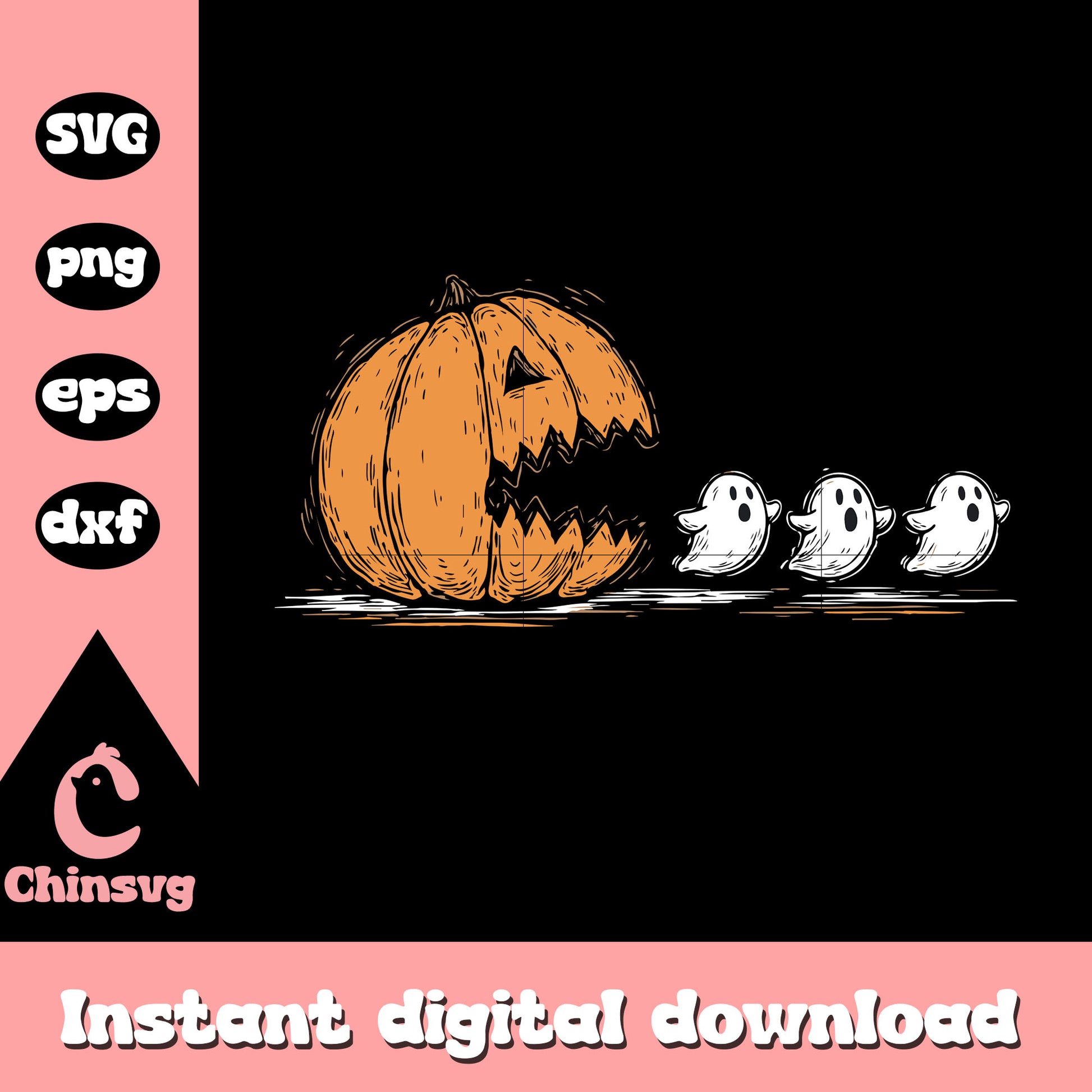 Pumpkin eating ghost halloween svg, halloween pumpkin svg