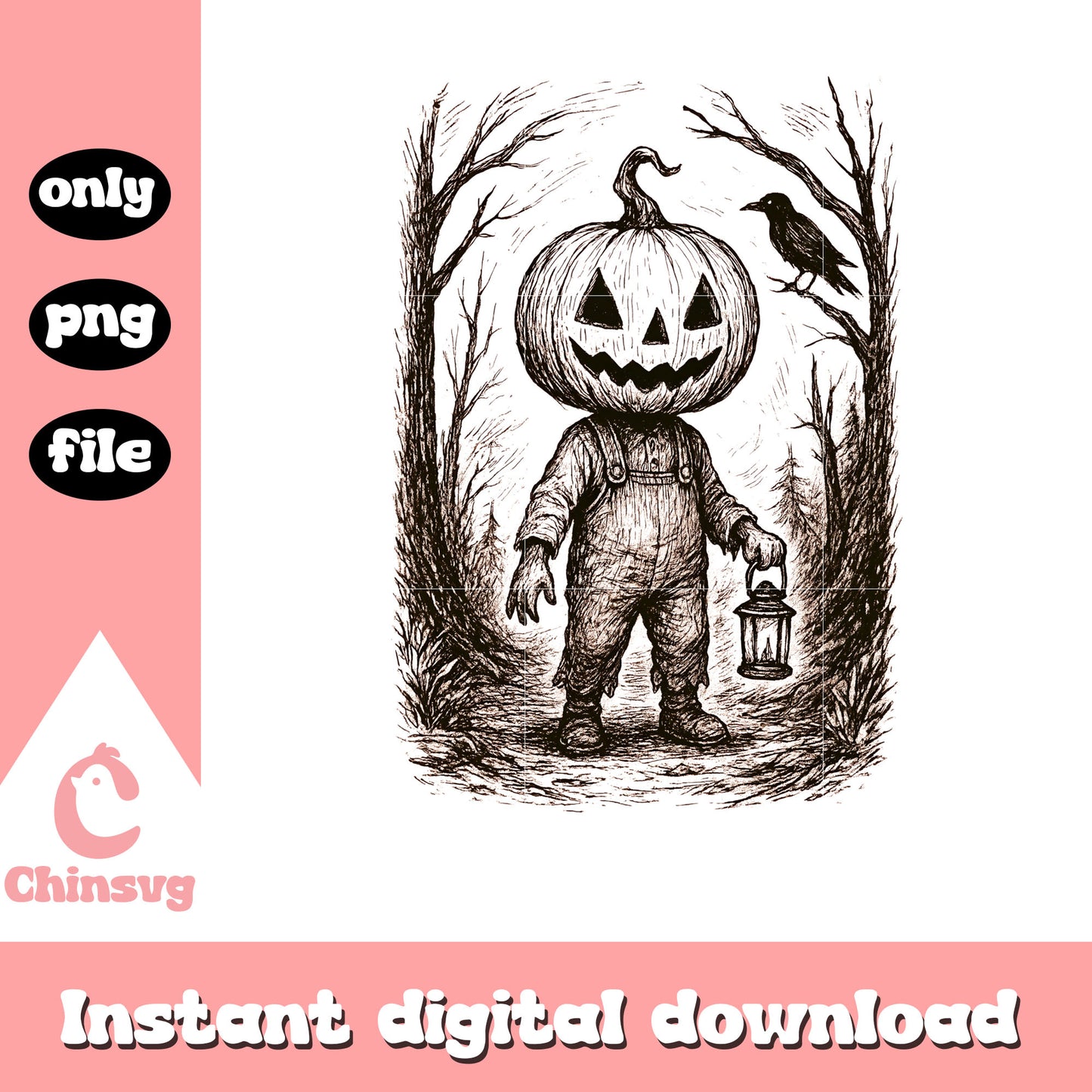 Pumpkin head man halloween sketching png, pumpkin halloween png