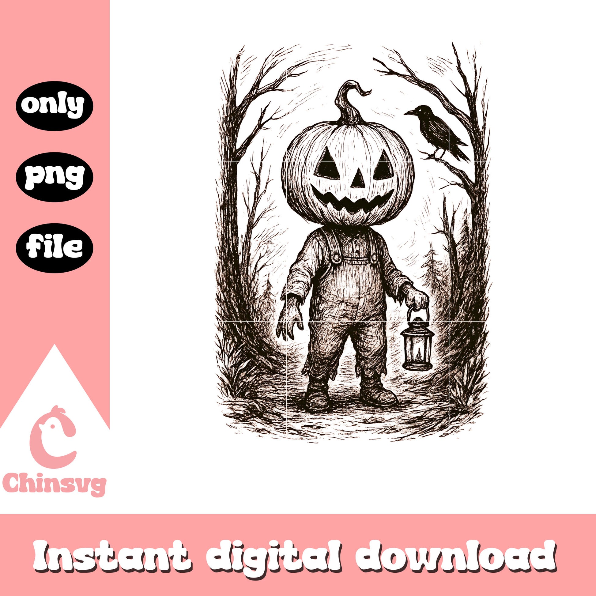 Pumpkin head man halloween sketching png, pumpkin halloween png