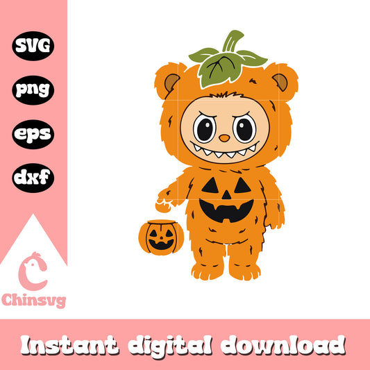Pumpkin labubu design svg, labubu halloween​ svg, pumpkin svg