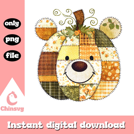 Pumpkin patchwork pooh halloween png, winnie the pooh halloween​ png