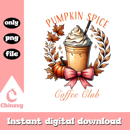 Pumpkin spice coffee club art design png, pumpkin spice seasoning png