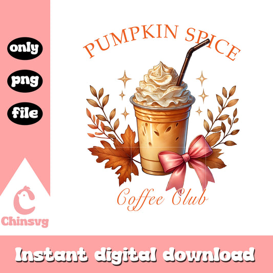 Pumpkin spice coffee club design png, pumpkin autumn png