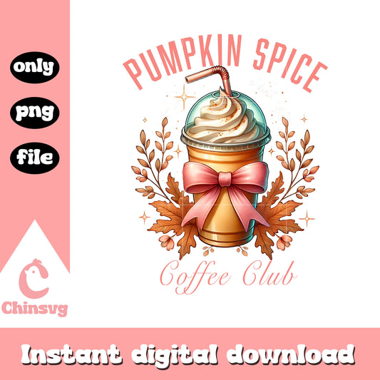 Pumpkin spice coffee club drawing design png, pumpkin spice season png