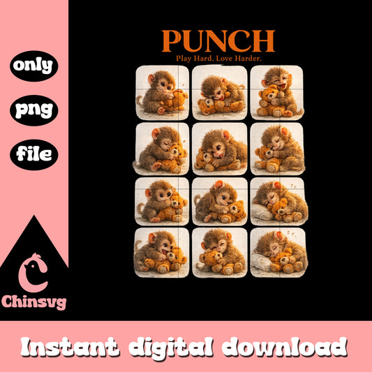 Punch monkey emotion design png, cute monkey png, trendy png