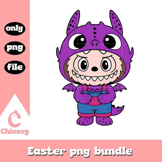 Purple baby dragon labubu cute doll png, labubu dolls png