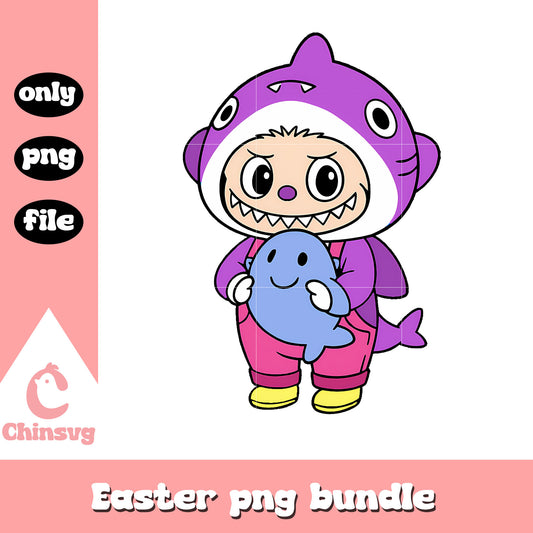 Purple baby shark labubu cute doll drawing png, labubu purple color png