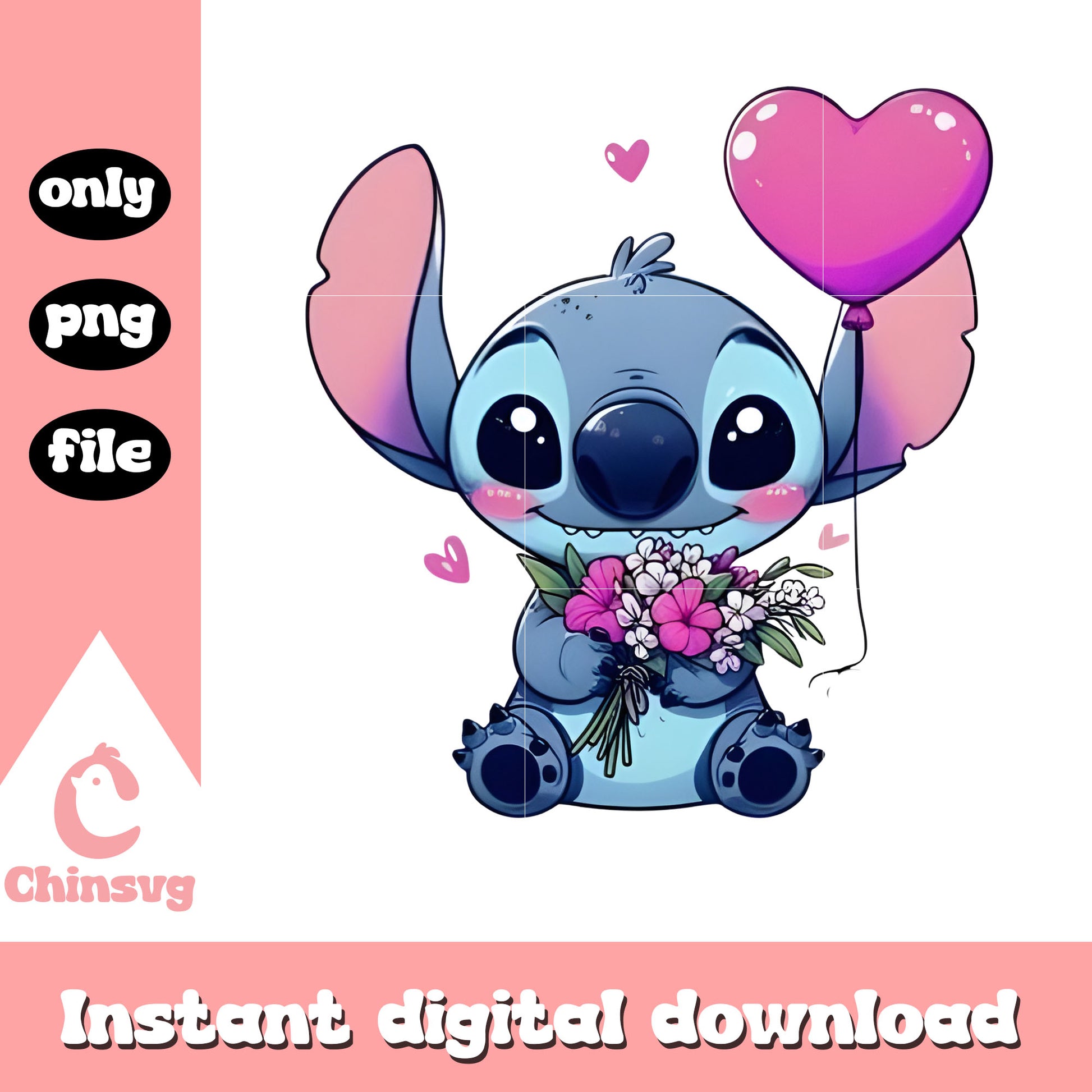 Purple balls stitch valentine png, stitch valentines day png