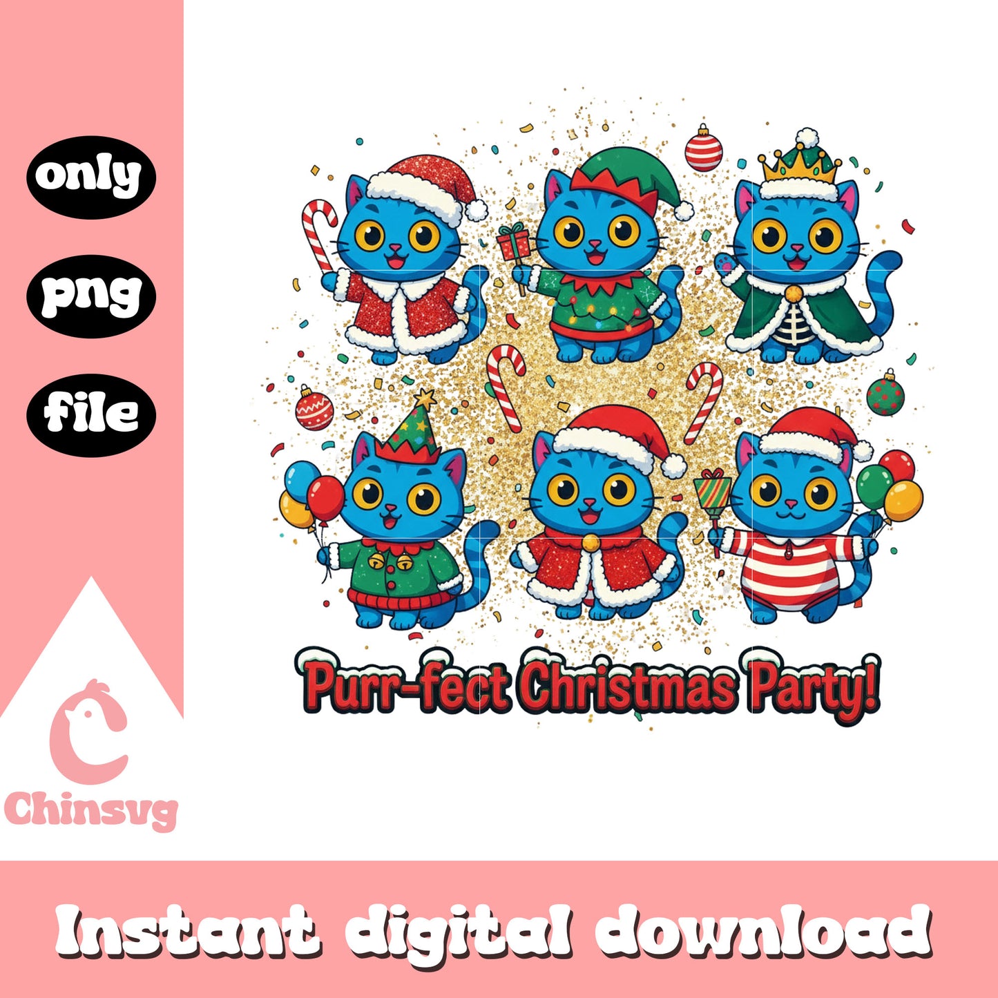 Purr fectly christmas party derpy design png, derpy tiger png