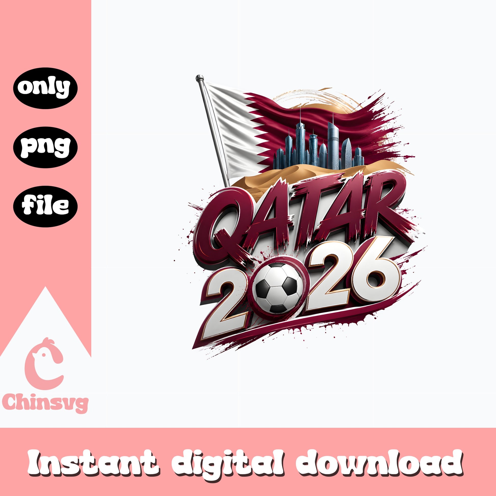 Qatar 2026 Soccer PNG, Qatar Flag Football PNG, World Cup PNG