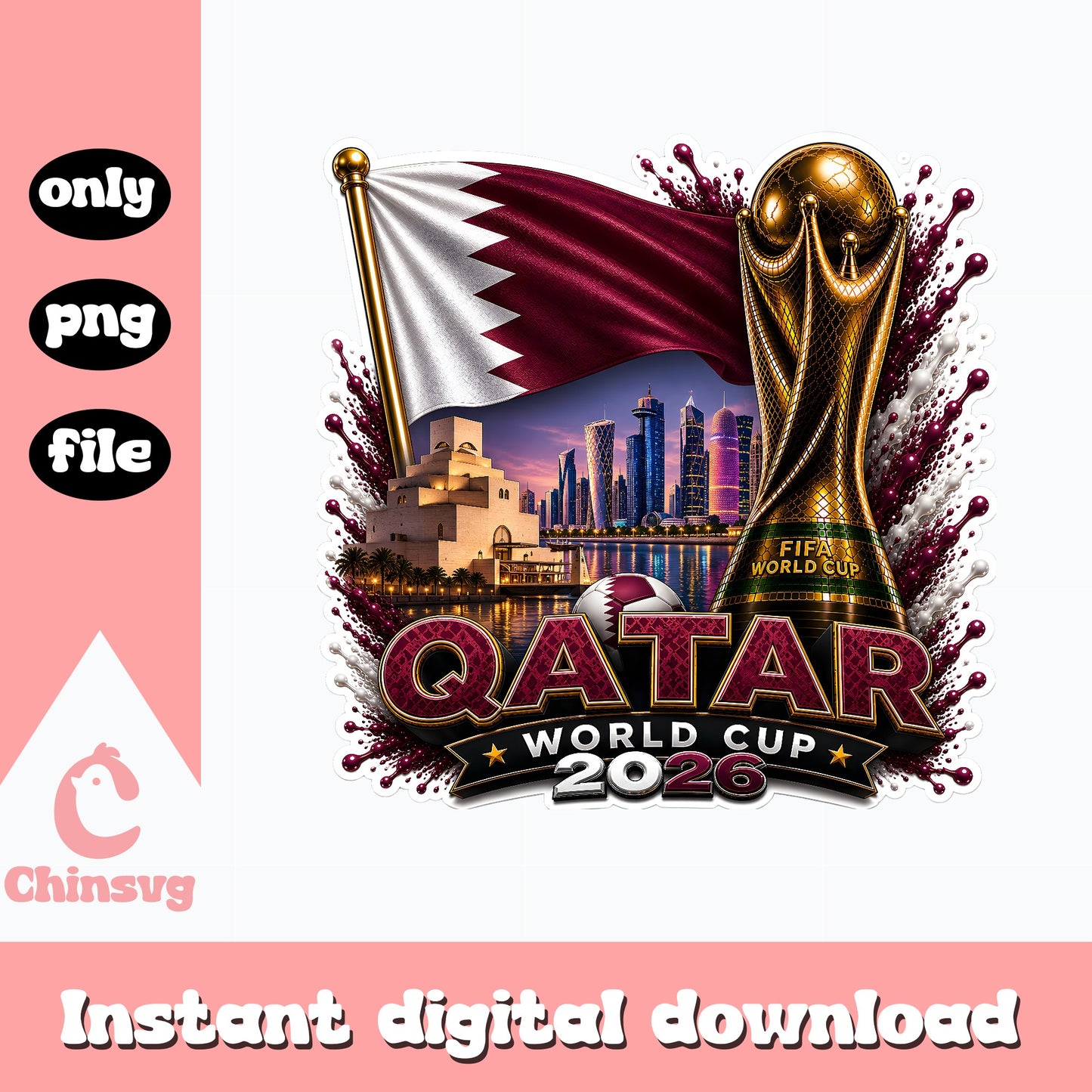 Qatar World Cup 2026 PNG, FIFA World Cup Soccer PNG, Qatar Flag PNG