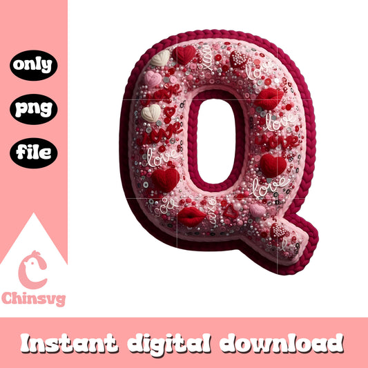 Q crochet alphabet valentine png, alphabet valentine​​ png