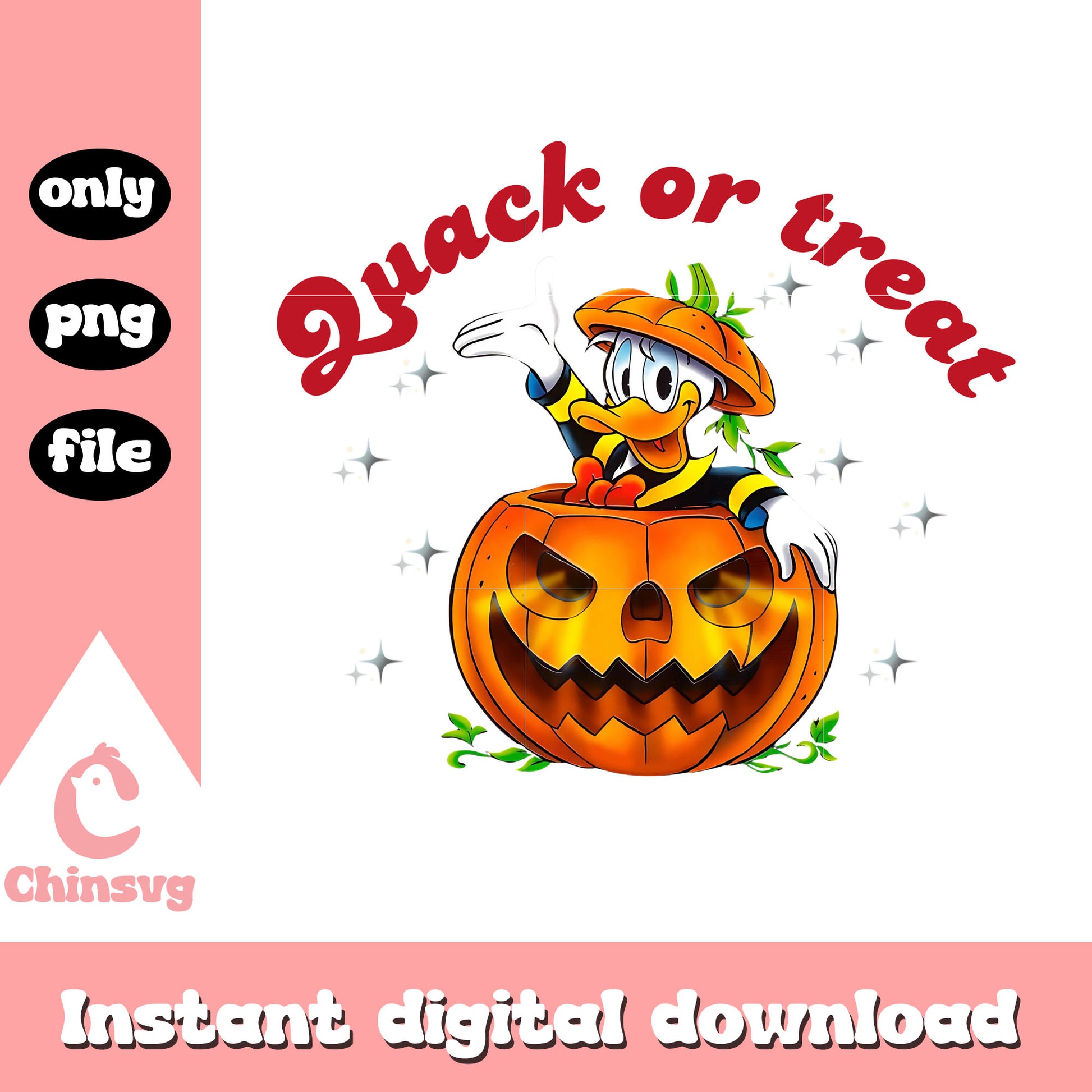 Quack or treat donald duck and pumpkin png, donald duck png